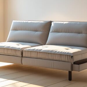 Futón Convertible Biplaza Gris Claro Acolchado