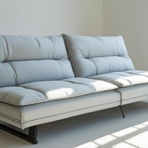 Sofá Futón Reclinable de Tres Plazas Gris Acolchado