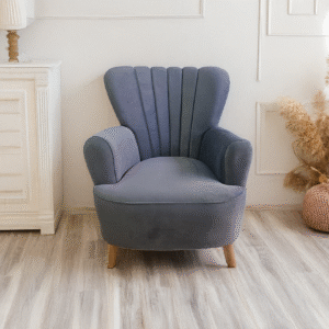 SIL-ACE-AZU-CON-001 CF Sillón de Acento Contemporáneo Acanalado Gris Azulado