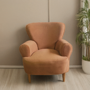 SIL-DES-NAR-MOD-001 FRONTAL CON FONDO Sillón de Acento Moderno Color Naranja Quemado